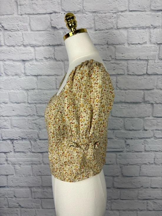 Madewell Hopewell Cottage Garden Puff Sleeve Crop Top in Sunfaded Sage size M - Picture 6 of 9